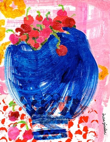 Cherries in Blue Bowl
