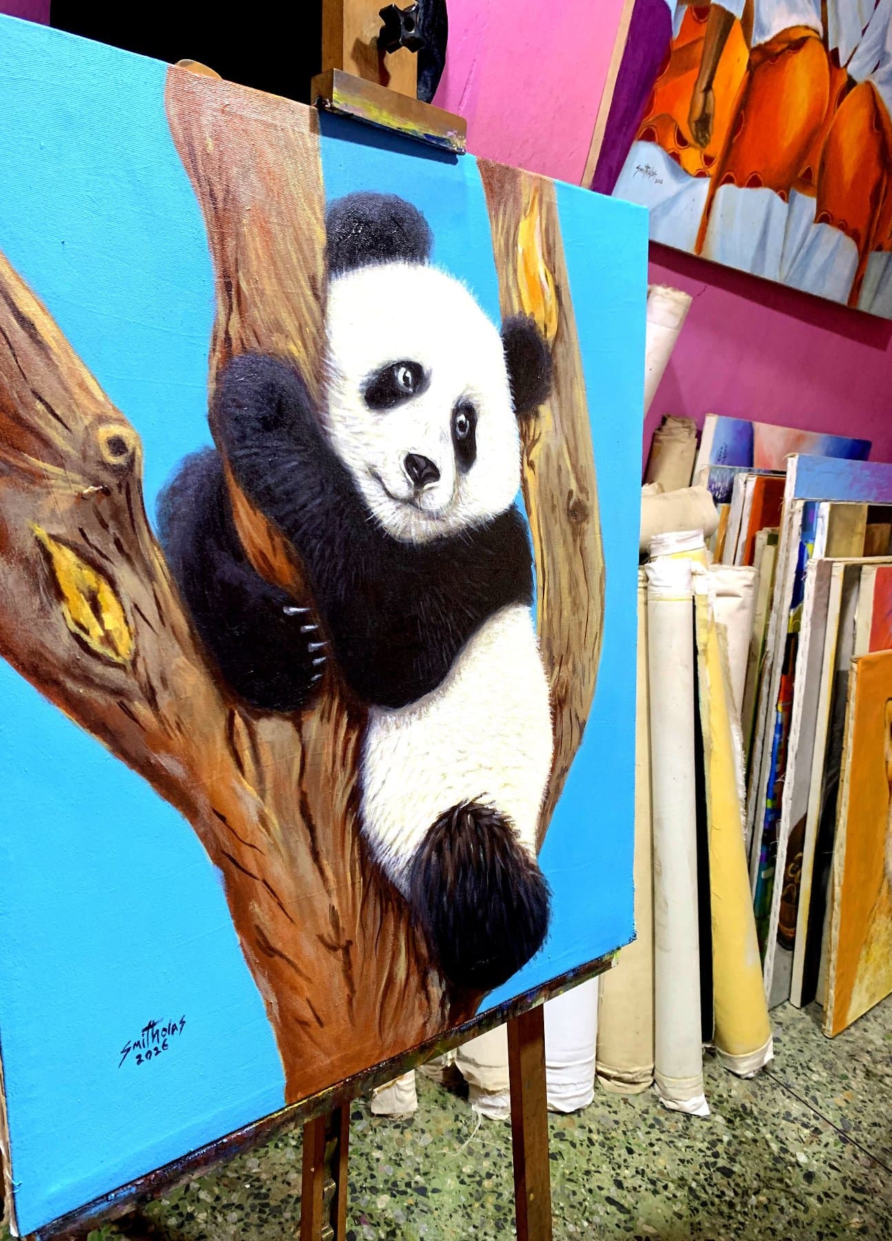 Panda Resting On Branch — view 2