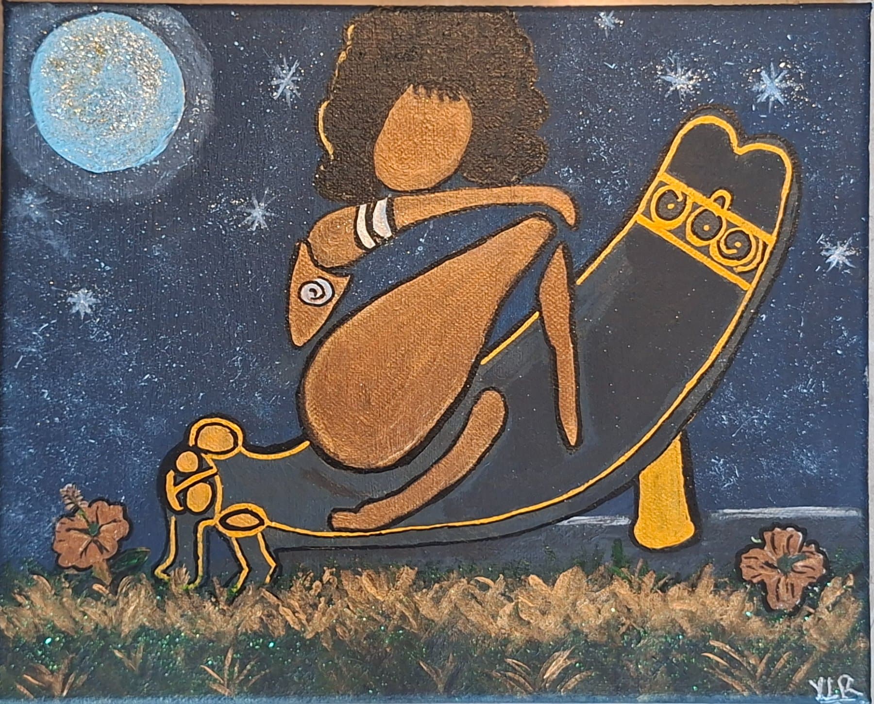 Afro Taína resting on Duho — view 2